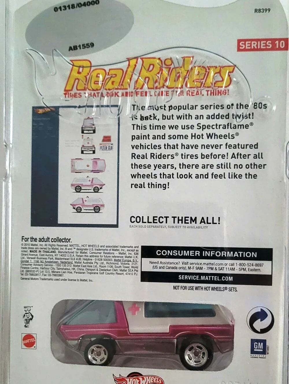 2010 Hot Wheels Red Line Club Pink Ambulance Real Riders Series 1/6 #1318/4000